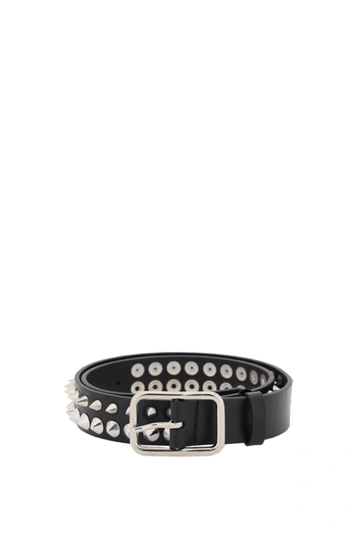 Shop Alessandra Rich Leather Belt With Spikes In Black