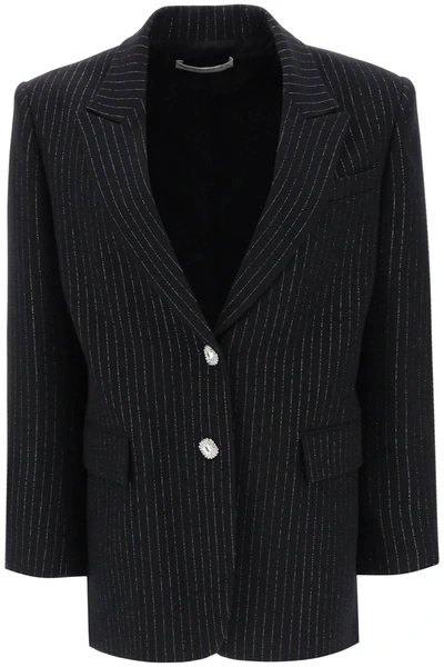 Shop Alessandra Rich Lurex-pinstriped Jacket In Mixed Colours
