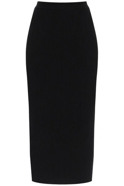 Shop Alexander Mcqueen Ribbed-knit Pencil Skirt In Black