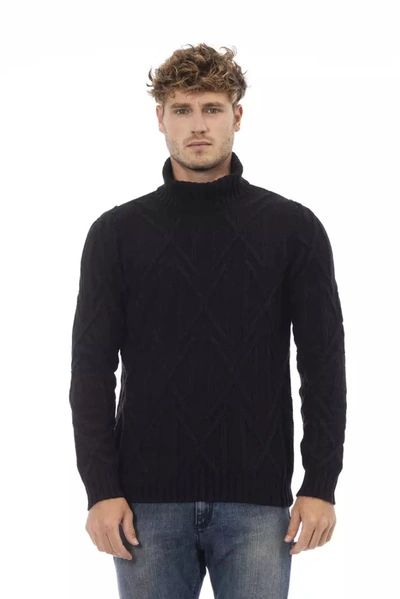 Shop Alpha Studio Black Merino Wool Sweater