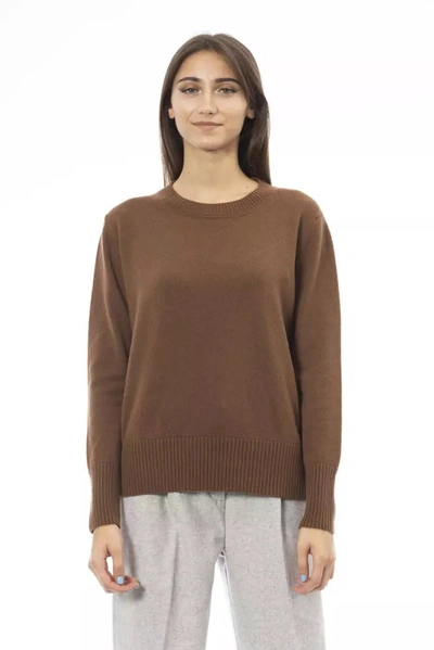 Shop Alpha Studio Brown Cashmere Sweater