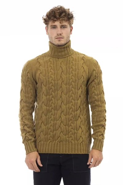 Shop Alpha Studio Brown Wool Sweater