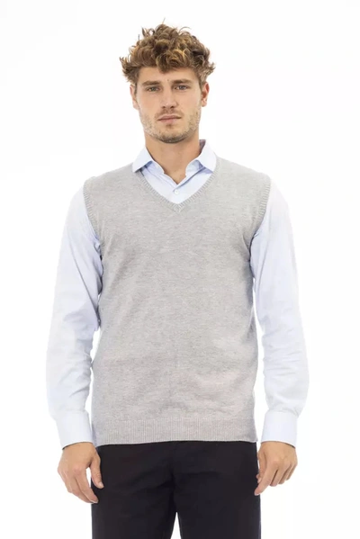 Alpha Studio Gray Viscose Vest In Gray