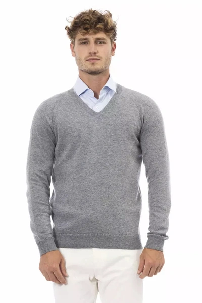 Shop Alpha Studio Gray Viscose Sweater