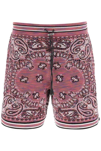 Shop Amiri Bandana Jacquard Knit Bermuda Shorts In Mixed Colours