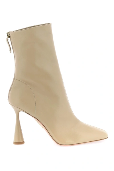 Shop Aquazzura 'amore' 95 Ankle Boots In Beige