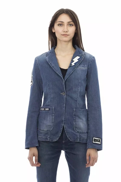 Shop Baldinini Trend Blue Cotton Jackets & Coat