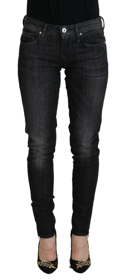 Fiorucci Black Cotton Low Waist Skinny Women Casual Jeans In Black