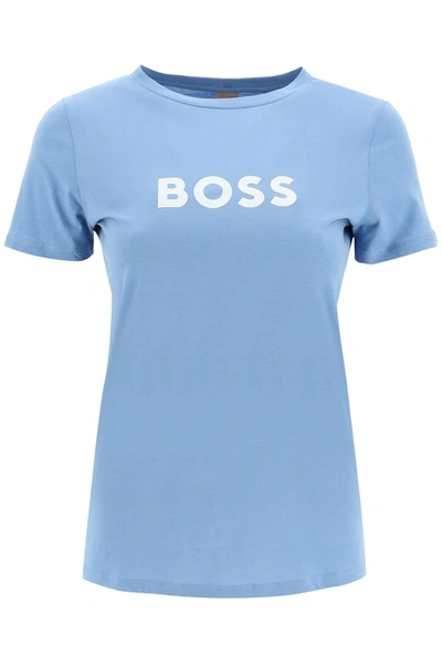 Shop Hugo Boss Logo Print T-shirt In Light Blue