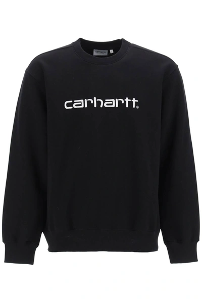 Shop Carhartt Crew-neck Sweatshirt With Logo Embroidery In Black
