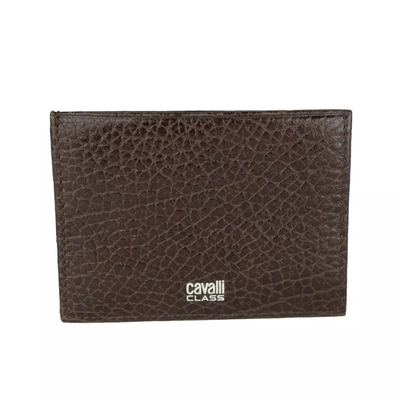 Shop Cavalli Class Brown Leather Di Calfskin Card Holder