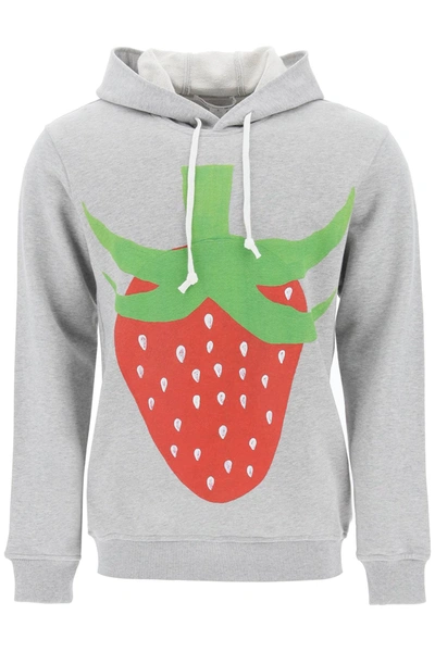 Shop Comme Des Garçons Shirt Strawberry Printed Hoodie In Grey