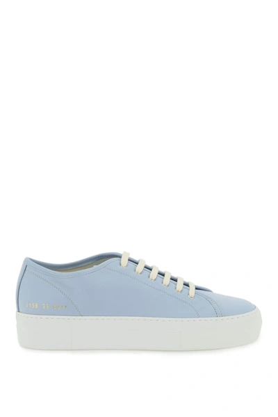 Shop Common Projects Leather Tournament Low Super Sneakers In Light Blue