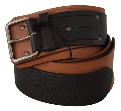 Shop Costume National Black Brown Leather Silver Buckle