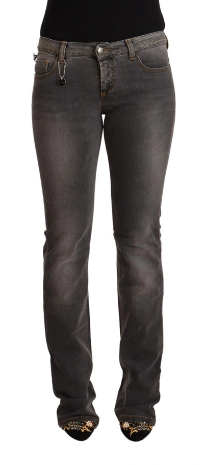 Costume National Gray Washed Low Waist Straight Denim Jeans In Gray