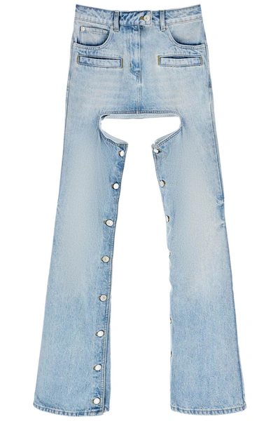 Shop Courrèges 'chaps' Jeans With Cut-out In Blue