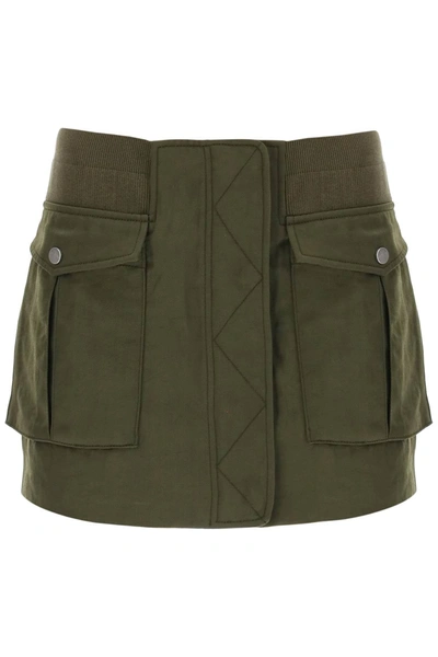 Shop Dion Lee Twill Bomber Mini Skirt In Khaki