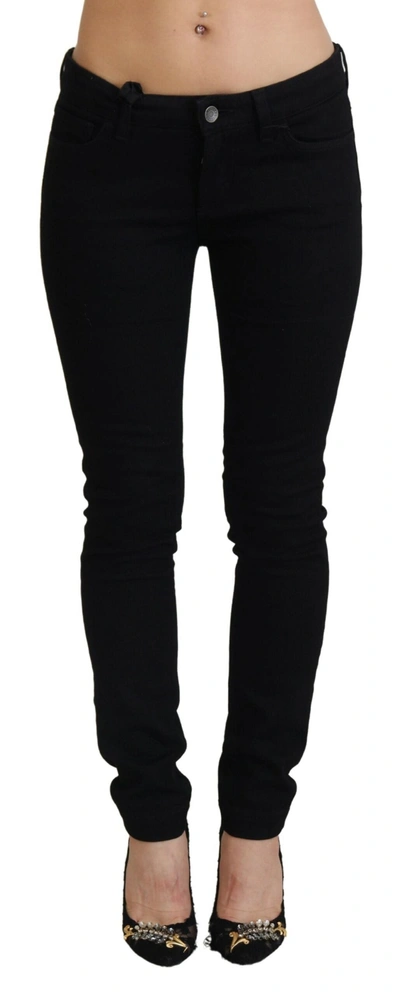 Shop Dolce & Gabbana Black Cotton Low Waist Slim Fit Denim Jeans