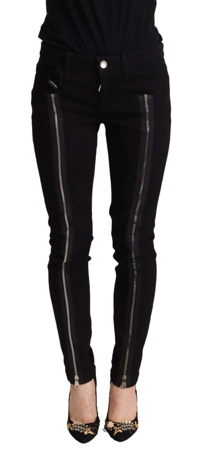 Shop Dolce & Gabbana Black Cotton Low Waist Denim Pretty Slim Fit Jeans