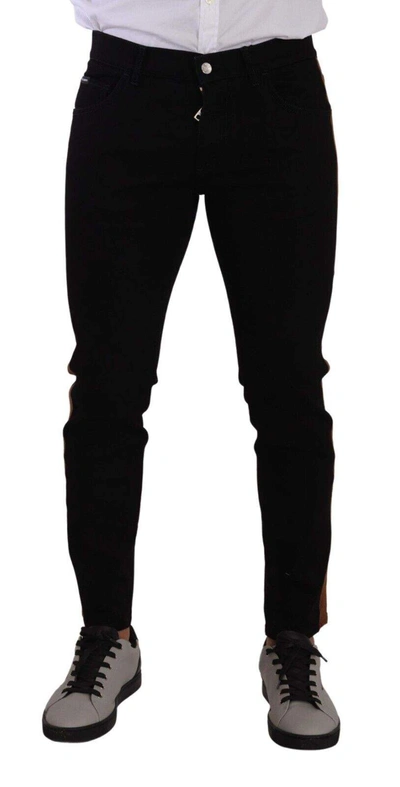 Shop Dolce & Gabbana Black Cotton Stretch Skinny Denim Jeans