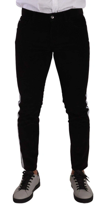 Shop Dolce & Gabbana Black Cotton Stretch Skinny Corduroy Jeans