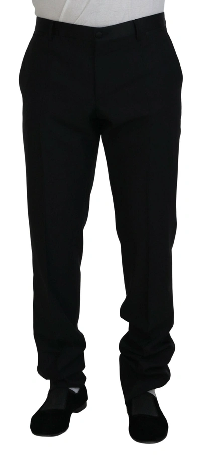 Shop Dolce & Gabbana Black Dress Wool Silk Trouser Pants
