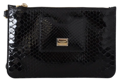 Shop Dolce & Gabbana Black Leather Coin Purse Wristlet Mirror Agnese Wallet