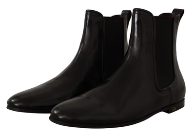 Shop Dolce & Gabbana Black Leather Derby Boots Ankle
