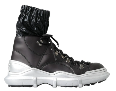 Shop Dolce & Gabbana Black Nylon Galileo High Top Sneakers Shoes