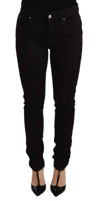 Shop Dolce & Gabbana Black Skinny Denim Logo Cotton Stretch Jeans