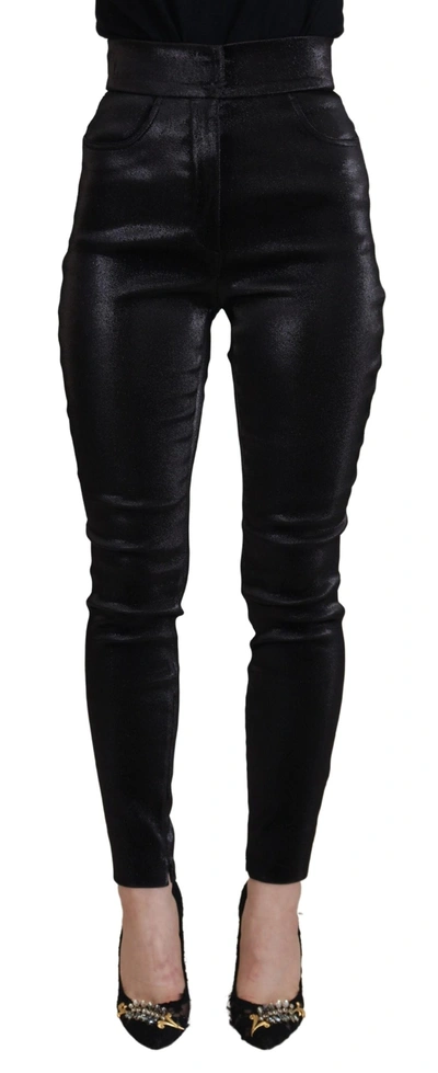 Shop Dolce & Gabbana Black Washed Cotton Skinny Denim Jeans