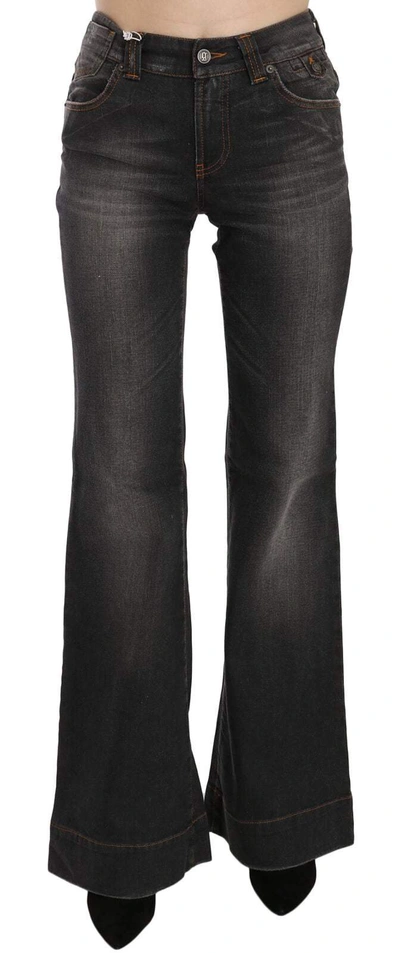 Shop Dolce & Gabbana Black Washed Mid Waist Flared Denim Casual Jeans