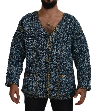 Shop Dolce & Gabbana Blue Button Cardigan Fatto A Mano Sweater