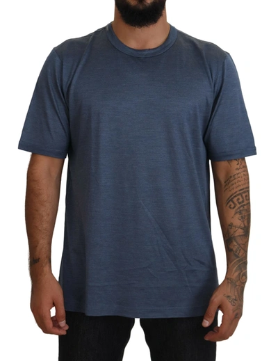Shop Dolce & Gabbana Blue Silk Men Short Sleeve Tops T-shirt