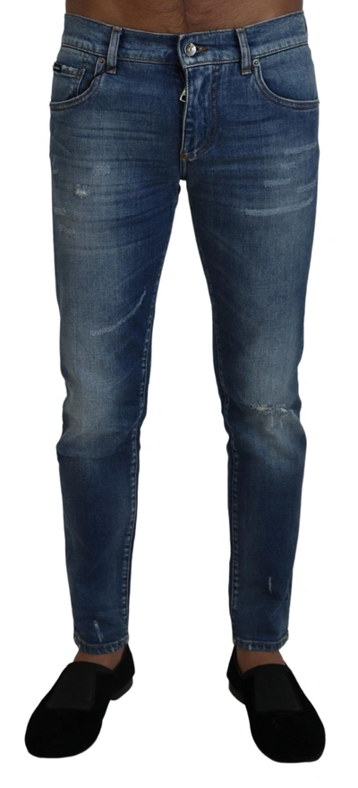 Shop Dolce & Gabbana Blue Wash Cotton Stretch Skinny Denim Jeans