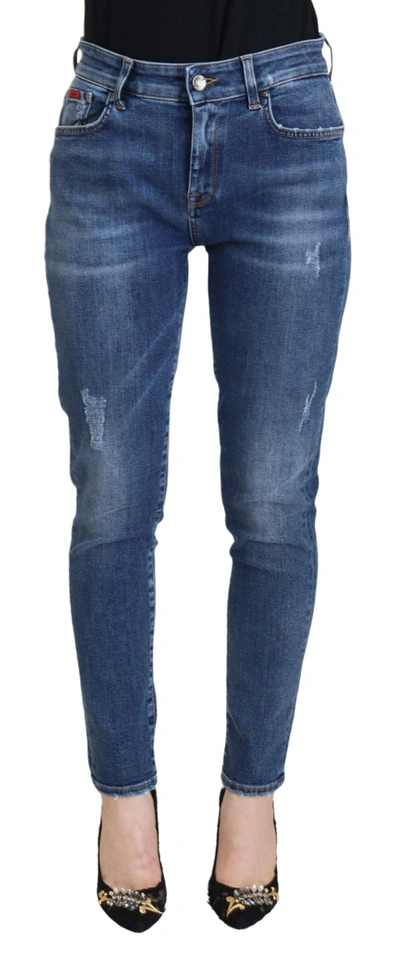 Shop Dolce & Gabbana Blue Washed Cotton Skinny Denim Jeans