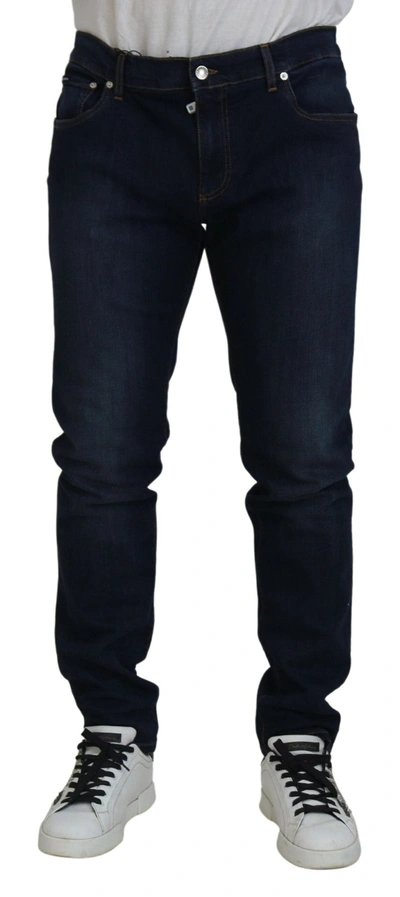 Shop Dolce & Gabbana Dark Blue Cotton Stretch Skinny Denim Jeans