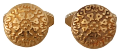 Shop Dolce & Gabbana Gold Plated Brass Round Pin  Cufflinks