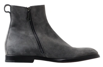 Shop Dolce & Gabbana Gray Leather Men Ankle Boots Shoes