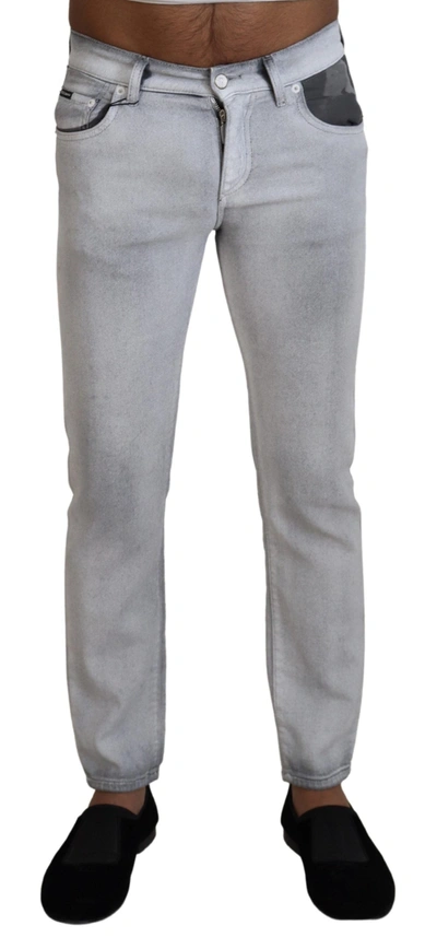 Shop Dolce & Gabbana Gray Washed Skinny  Denim Jeans
