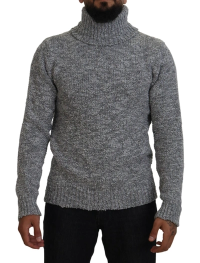 Shop Dolce & Gabbana Gray Wool Knit Turtleneck Pullover Sweater