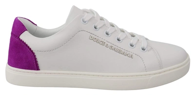Shop Dolce & Gabbana Leather Logo Shoes In White