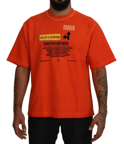 Shop Dolce & Gabbana Orange Cotton Logo Short Sleeve T-shirt