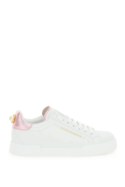 Shop Dolce & Gabbana Portofino Sneakers With Pearl In Mixed Colours