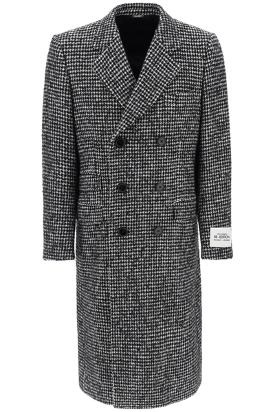 Shop Dolce & Gabbana Re-edition Coat In Houndstooth Wool In Mixed Colours