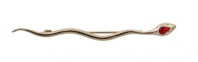 Shop Dolce & Gabbana Silver Brass Crystal Spilla Serpente Brooch Pin
