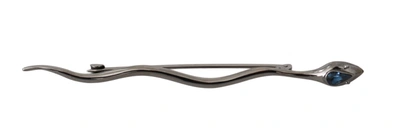 Dolce & Gabbana Silver Brass Crystal Spilla Serpente Brooch Pin In Silver