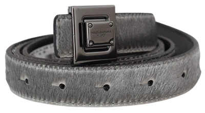 Shop Dolce & Gabbana Silver Leather Tone Square Metal Buckle