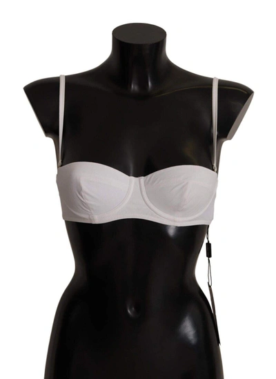 Shop Dolce & Gabbana White Nylon Semi Pad Balconnet Bra Underwear