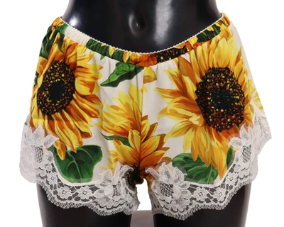 Dolce & Gabbana White Sunflower Lace Lingerie Underwear In White